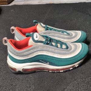 Nike Air Max 97 Teal and Cream Athletic Shoes